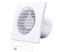 Blauberg 100mm (4") Extractor Fan with Pull Cord - Quiet Bathroom Ventilation for Wall/Ceiling - Easy Manual Control for Kitchen, Toilet & Wet Room - IP34 Rated, White