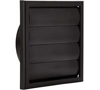 Blauberg 100mm (4 Inch) Black Gravity Shutter Vent Grille 155x155mm - Exterior Wall Vent Cover with Backdraught Flap, Removable Blades for Extractor Fans & Ducting