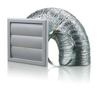 Blauberg BB-CHK-100-3-VJGR Cooker Hood Gravity Shutter Vent Duct Kit Fan Extractor 4" 100mm Grey