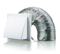Blauberg BB-CHK-100-3-VKWH Cooker Hood Cowled Wall Shutter Vent Duct Kit Fan Extractor 4" 100mm White