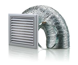 Blauberg BB-CHK-100-3-VSGR Cooker Hood Fixed Blade Grille Wall Vent Duct Kit Fan Extractor 4" 100mm Grey