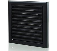 Blauberg Black 125 mm Louvred Wall Vent Grille - 5 Inch External Vent Cover with Flyscreen for Bathroom, Kitchen, Dryer, Extractor Fan & Cooker Hood Ducting