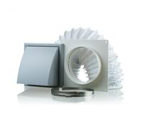Blauberg DK-100-PVC-WHI Ventilation PVC Flexible Duct Cowled Wall Kit 4" 100mm White
