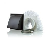 Blauberg DK-125-PVC-BRO Ventilation PVC Flexible Duct Cowled Wall Kit 5" 125mm Brown