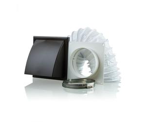 Blauberg DK-125-PVC-BRO Ventilation PVC Flexible Duct Cowled Wall Kit 5" 125mm Brown