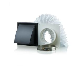Blauberg DK-150-PVC-BLK Ventilation PVC Flexible Duct Cowled Wall Kit 6" 150mm Black
