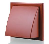 Blauberg UK Decor 185X185/150HK Terracotta Plastic Cowled Hooded Air Ventilation Wall Grille with Round Spigot and Wind Baffle Backdraught Shutter, 150mm