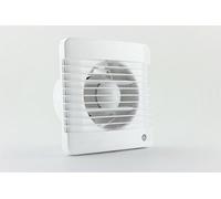 Blauberg Silent-Flo White Bathroom Extractor Fan. Light Switch Activation With Run On Timer. Size: 157X159X21mm, 99mm Dia Spigot