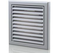 Blauberg UK Decor 185X185/150HK Grey Plastic Cowled Hooded Air Ventilation Wall Grille with Round Spigot and Wind Baffle Backdraught Shutter, 150mm