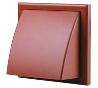 Blauberg UK Decor 185X185/150HK Terracotta Plastic Cowled Hooded Air Ventilation Wall Grille with Round Spigot and Wind Baffle Backdraught Shutter, 150mm