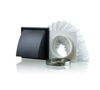 Blauberg Ventilation Pvc Flexible Duct Cowled Wall Kit 125mm Black