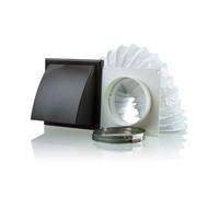 125mm Tumble Dryer Cooker Hood Extractor Fan Wall Duct Kit with Cowled External Shutter Vent 5 inch - Brown