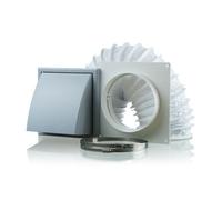 125 mm Tumble Dryer Cooker Hood Extractor Fan Wall Duct Kit with Cowled External Shutter Vent 5 inch - Grey