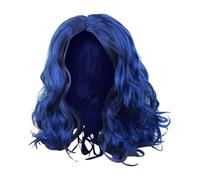 Blaue lockige Perücke, lockiges Haarspitzen Kostüm, Lange blaue Perücke - 25 cm hitzebeständige Anime-Perücke aus Hochtemperaturseide, bequem, passend für die meisten Cosplay-Köpfe