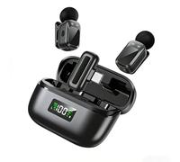 BLAUEOCHI Wireless Clip-on Microphone System - Dual Lavalier Mics for TikTok, Vlog, Live Streaming, Interview, Compatible with Phone/Camera/PC, Auto Pairing, 8H Playtime per Mic