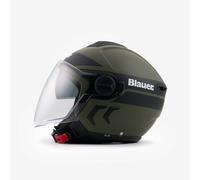 Blauer DJ-01 Matte Green Black Jet Motorcycle Helmet Double Visor ECE2206