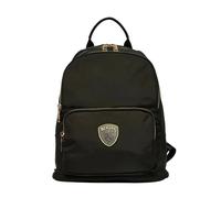 Blauer S6FREYA01 Women's Backpack Black Nylon Fabric Double Zip Logo Rhinestone Brown Dark Brown, Black, L, Sporty