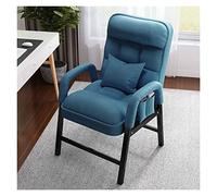 Blauer Samt Ergonomischer Sessel mit Lendenkissen Verstellbarer Moderner LoungeStuhl für Wohnzimmer Metallrahmen & Praktische Seitentasche für Komfort