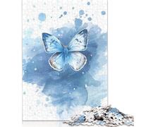Blauer Schmetterling, Aquarell, 1000 Teile, Papierpuzzle für Erwachsene, Puzzle, Weihnachtsgeschenke, Lernspiel, Herausforderungsspielzeug, 1000 Teile (75 x 50 cm)