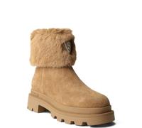 Blauer Women's Ankle Boots in Beige Suede with Fur Collar | Carrarmato sole, zip closure, fur lapel, winter style, embroidered logo