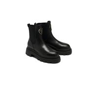 Blauer Women's Chelsea Boot in Black Leather with Tank Sole | Gold Logo Plaque, Side Elastic, Round Toe, Urban Style, Women's