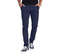 BlauerHafen Men's Designer Chino Trousers Stretch Fabric Chino Trousers Slim Fit Casual Trousers, navy, 32 W/30 L