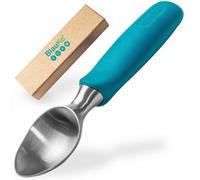 Blauke Stainless Steel Ice Cream Scoop - Professional Ice Cream Scooper With Comfortable Non-Slip Rubber Grip - Dishwasher Safe