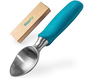 BlauKe® Stainless Steel Ice Cream Scoop - Professional Ice Cream Scooper with Comfortable Non-Slip Rubber Grip - Heavy Duty Dishwasher Safe Baller Scoop