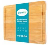 Blauke Wood Cutting Board For Kitchen - 38X25Cm Large Bamboo Cutting Board With Juice Groove And Handles - Wooden Chopping Board