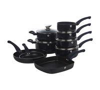 Blaumann 14 Pcs Cookware Pots Grill Pans Set with Soft Touch Handles Glass Lids (Aquamarine)