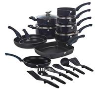 Blaumann 21 Pcs Cookware Pots Grill Pans with Soft Touch Handles & Kitchen Tool Set (Aquamarine)