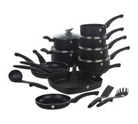 Blaumann 21 Pcs Cookware Pots Grill Pans with Soft Touch Handles & Kitchen Tool Set (Black Matt)