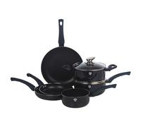 Blaumann 8 Pcs Cookware Set Cooking Pots Pans with Soft Touch Handles Glass Lids (Aquamarine)