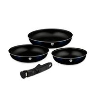 Blaumann Aquamarine Aluminium 3Pcs Frying Pans - Space-Saving Induction Pots & Pans With Click-It Detachable Handle