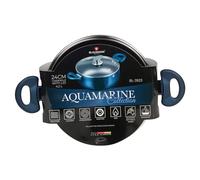 BLAUMANN Cookware Frying Grill Pots Pan Saucepan Casserole Soft Touch Handle Lid (Aquamarine, 24x11cm Casserole with Glass L...)