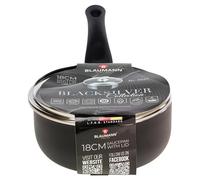 BLAUMANN Cookware Frying Grill Pots Pan Saucepan Casserole Soft Touch Handle Lid (Matt Black, 18x8cm - Saucepan with Glass L...)