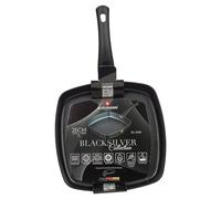 BLAUMANN Cookware Frying Grill Pots Pan Saucepan Casserole Soft Touch Handle Lid (Matt Black, 26cm Ribbed Grill Pan - 2L)