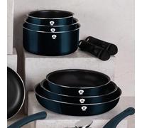 BLAUMANN For Your Home Aluminium Cookware Set - Space-Saving Induction Pots & Pans with Click-It Detachable Handle, Non-Stick Coating, Compatible with Gas, Halogen, Ceramic, & Electric Cooktops