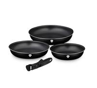 BLAUMANN For Your Home Aluminium Cookware Set - Space-Saving Induction Pots & Pans with Click-It Detachable Handle, Non-Stick Coating, Compatible with Gas, Halogen, Ceramic, & Electric Cooktops