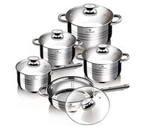 Blaumann Gourmet 10Pc Cookware Set Stainless Steel Non Stick Pots Pans Induction