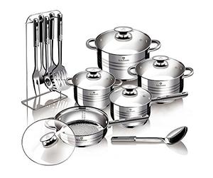 Blaumann Gourmet 12Pc Cookware Set Stainless Steel Non Stick Pots Pan with 6 Tools