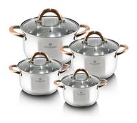 Blaumann Gourmet 8Pc Cookware Set Stainless Steel Pot Rose Gold Handle Induction