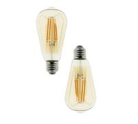 Blaupunkt Vintage Filament LED Bulb ST64 E27 - Amber Light - 8W - Room Lighting - Replacement of 50W - Warm White 2300K - 806 Lumens - Decorative - Retro - Class A+ - Pack of 2