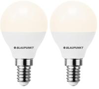 BLAUPUNKT LED Bulb G45 Golf Ball, E14 Base Screw, 6W, Replaces 50W Incandescent, 520 Lumens, Warm White 2700K, Non-dimmable, Indoor Outdoor - Pack of 2