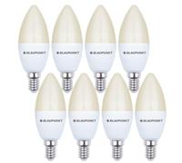 Blaupunkt LED Candle, E14 Base Screw, 7W, Replaces 50W Incandescent, Warm White 2700K, Yellow Light, Non-dimmable, 595 Lumen, Energy Efficient, Indoor Outdoor, 8 Pieces (Pack of 8)