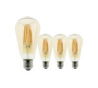 Blaupunkt LED Filament Bulb E27, Teardrop, 8W (60W Equiv), 806 Lumens, 2300K Extra Warm Light, Non-Dimmable, Vintage Retro Decorative Energy-Efficient Lamp - 4 Pack