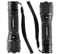 Blaupunkt LED Torch - 300 Lumens Compact Flashlight, 4h Runtime, 5 Modes with SOS, Zoomable, IPX4 Water Resistant Aluminium. Emergency & Camping Light (3X AAA - Batteries Not Included) - 2 Pack