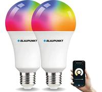 BLAUPUNKT Smart Bulb E27 - Colour Changing LED Light WiFi Warm White to Cool Daylight Room Lighting Dimmable Music Sync and More Modes 9W Works with Google Home 2 Pack, Full Spectrum