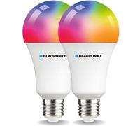 BLAUPUNKT Smart Bulb E27 - Colour Changing LED Light WiFi Warm White to Cool Daylight Room Lighting Dimmable Music Sync and More Modes 9W Works with Google Home 2 Pack, Full Spectrum