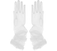 Blausky 1 Pair 70 cm Bridal Full Finger Gloves, Elegant Tea Party Tulle Gloves, Transparent Tulle Gloves, Elbow Long Gloves for Women, Weddings, Opera, Dinner Parties, Prom, White